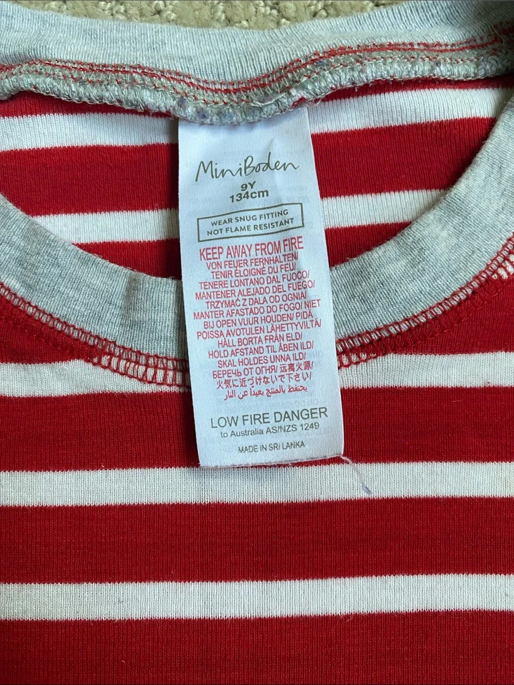 Two mini Boden Striped Long-Sleeve Kids pajama tops